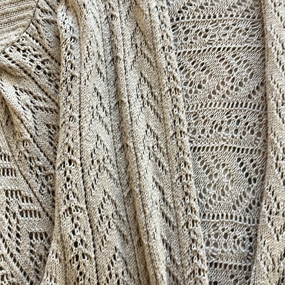 MODA international 100% cotton size L cream/tan long knitted cardigan - Picture 6 of 9